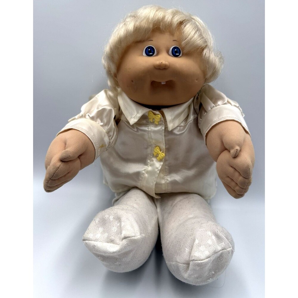 Vintage Cabbage Patch Doll,  Xavier Roberts Blond Braids Green Eyes Dimples 1982